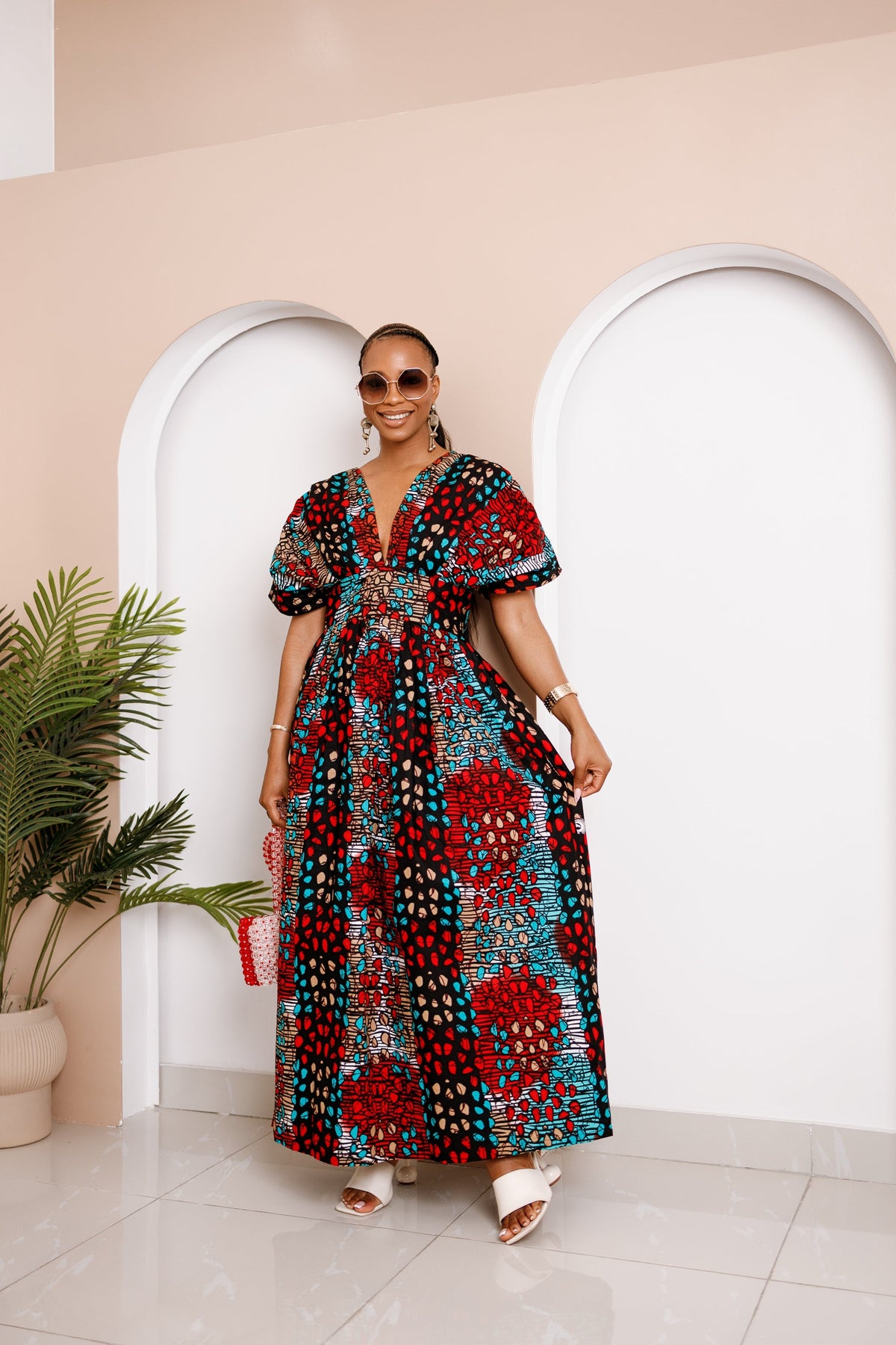 Obidia Ankara Maxi Dress – Bold Elegance in Vibrant Print