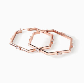 The Claire Hexagon Hoop Earrings - Large