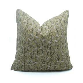 Elegant Block Printed Thick Linen Pillow Cover -Pishta