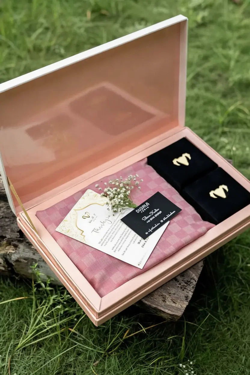 Heritage Pink Pashmina Blend Gift Box with Jewellery Set