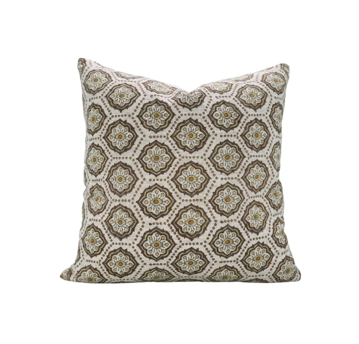 Bohemian Hand Block Desgin Viscose Linen Cushion Cover - Charkha