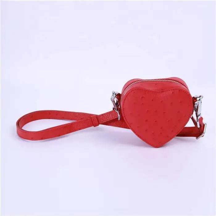 Luxury Red Heart-Shaped Genuine Leather Mini Handbag
