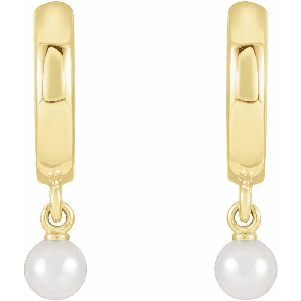 Cultured Seed Pearl Hoop Earrings in 14K Gold