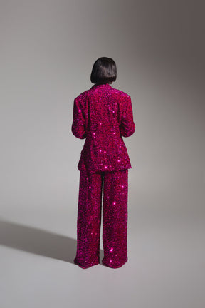 LIZA Sequin Pants in MAGENTA