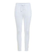 White W/ Gold Stripe Sweatpants