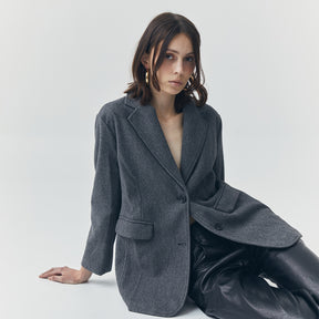 COLETTE GREY WOOL SINGLE BREASTED BLAZER