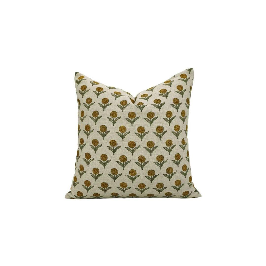 Stylish Block Print Boho Pure Linen Pillow Cover- Ganda Pushp