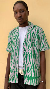 CAPE COAST UNISEX BOWLING SHIRT| TIGER STRIPE| KEY LIME