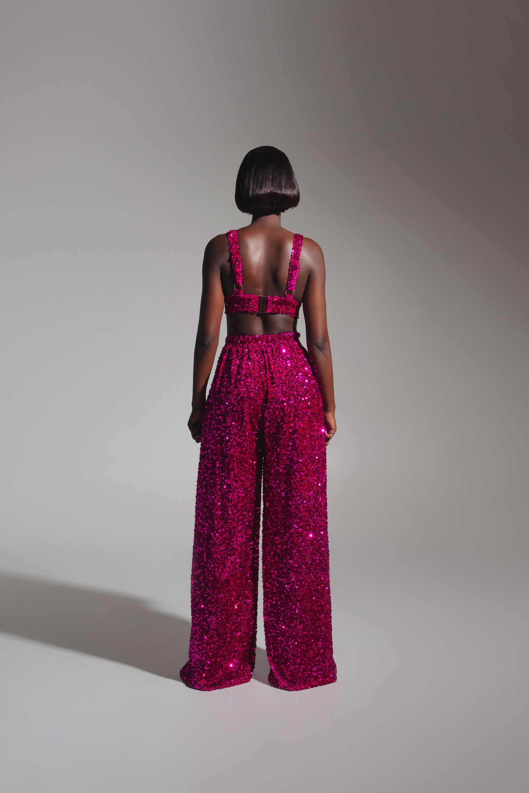 LIZA Sequin Bra Top in MAGENTA