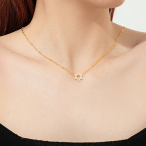 Star Of David Gold Pave Charm Necklace