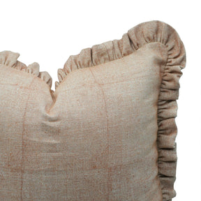 Handmade Block Print Thick Linen Pillow Cover with Frill Edge - Solid