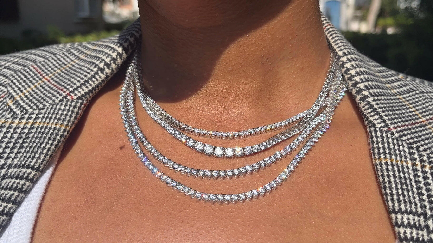 THE “JAIMIE” 4 PRONG GRADUATED TENNIS NECKLACE