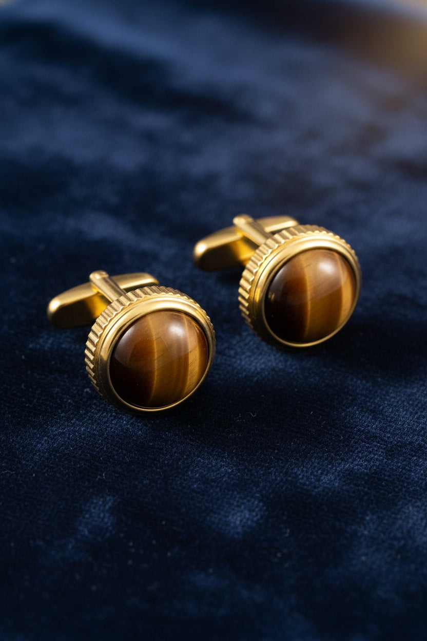 DEJI ENIOLA Atlas Tiger Eye Cufflinks