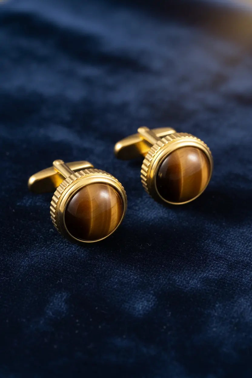 DEJI ENIOLA Atlas Tiger Eye Cufflinks