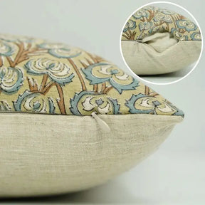 Home Decorative Hand Block Print Viscose Linen Pillow Cover- Heartvine