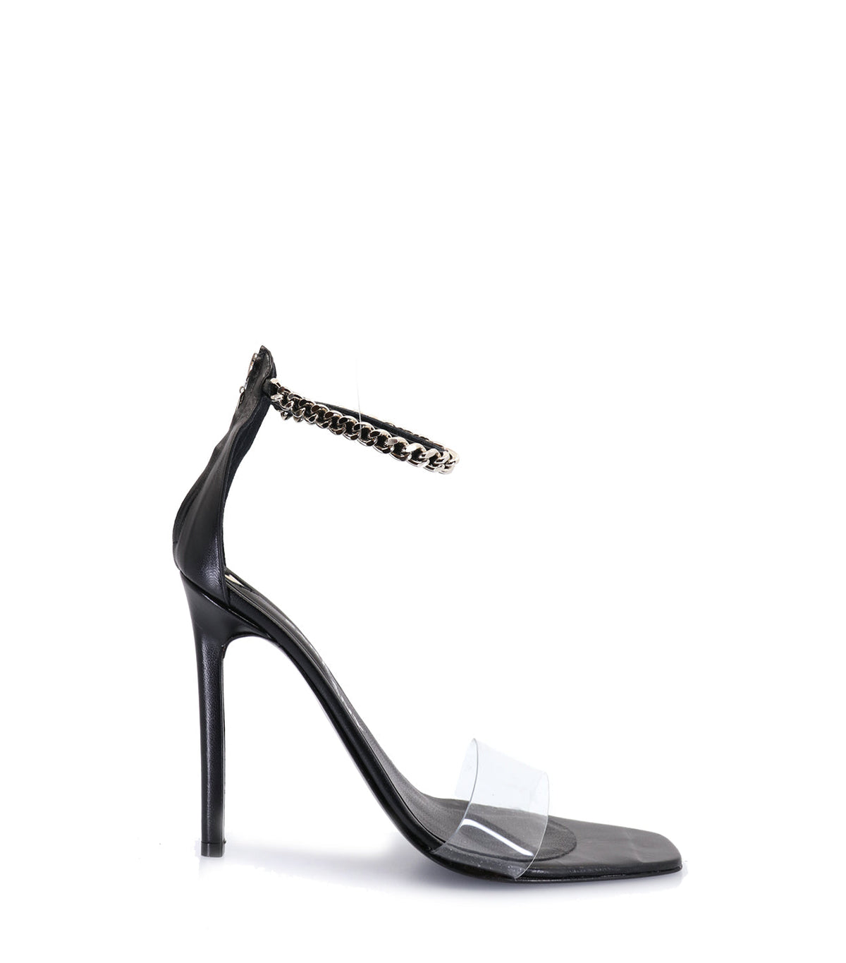 Chic Black Heeled Sandals with Chain Bracelet Ginebra