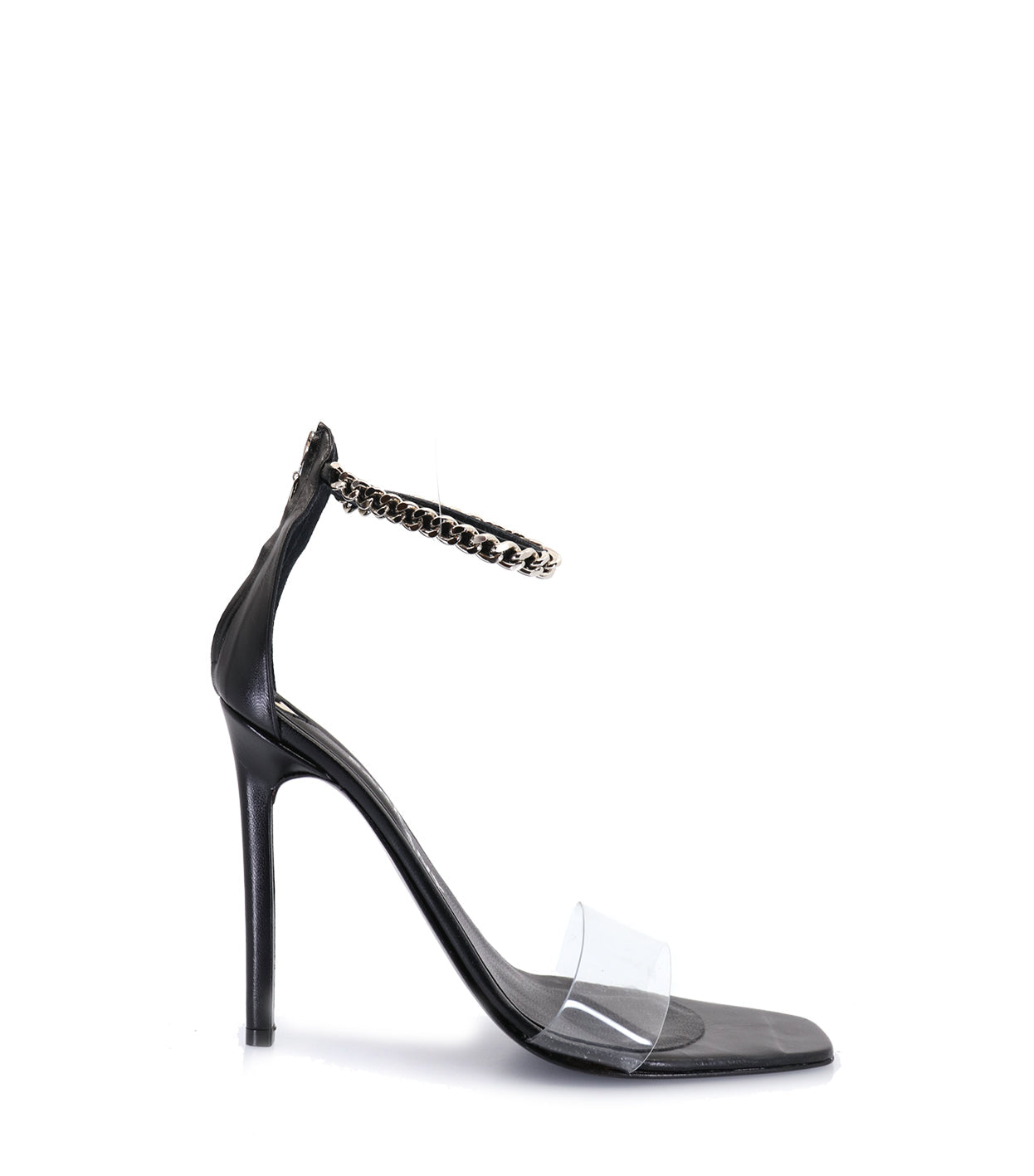 Chic Black Heeled Sandals with Chain Bracelet Ginebra