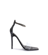Chic Black Heeled Sandals with Chain Bracelet Ginebra