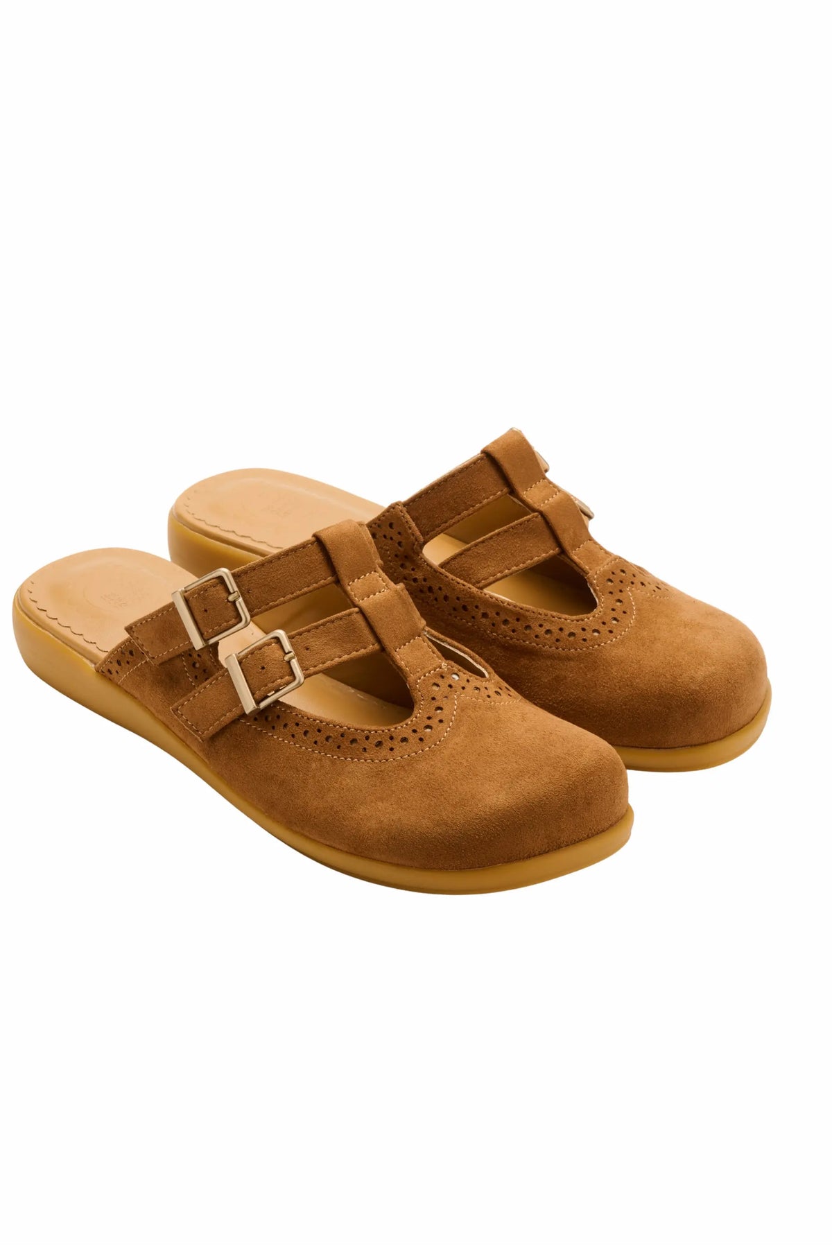 Camel Suede Women's Mary Jane Clogs