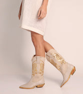 Texan Chic Natural Boots with Sequins Dutty