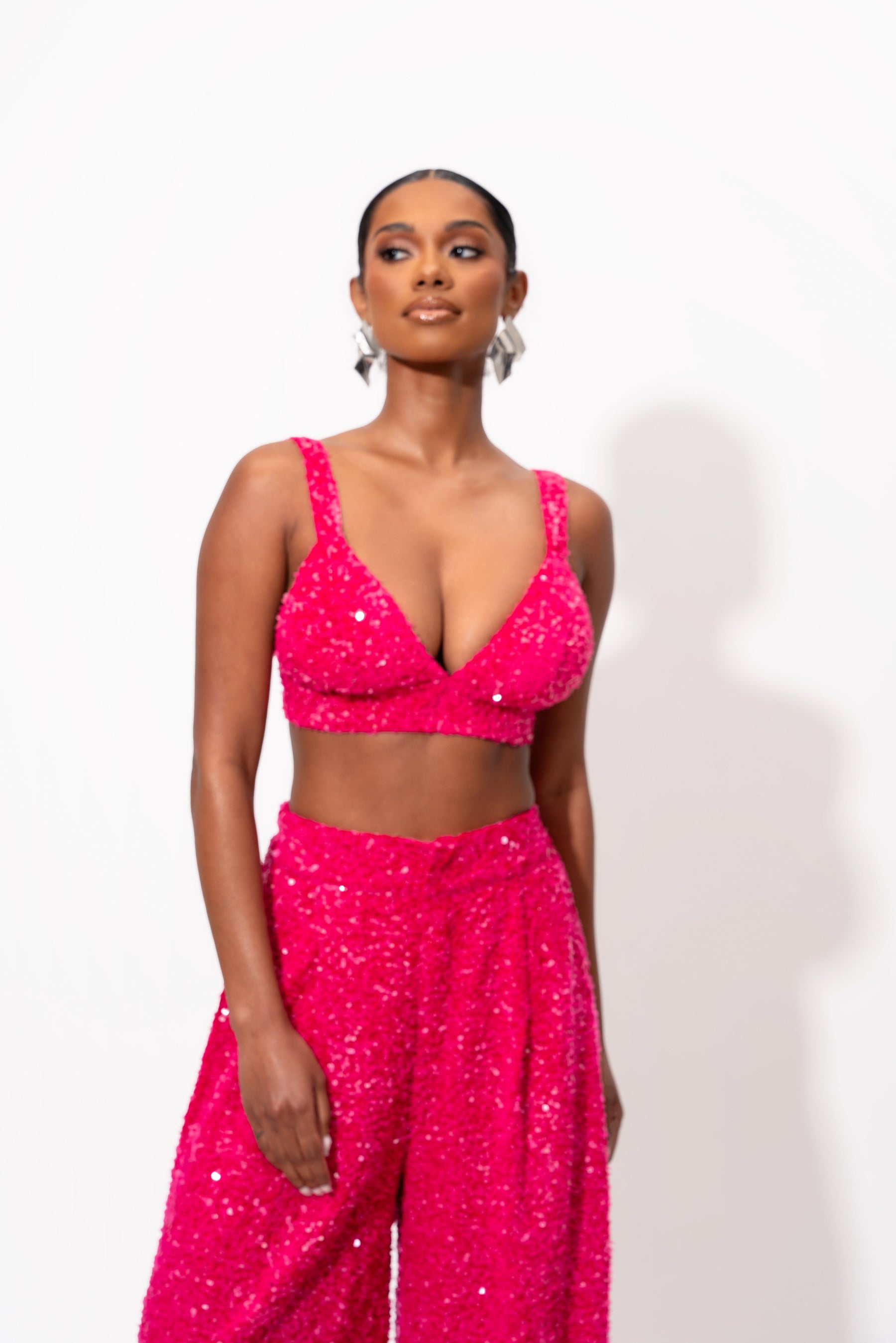 LIZA Sequin Pants in FUCHSIA