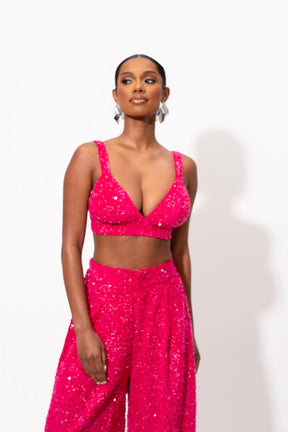 LIZA Sequin Pants in FUCHSIA