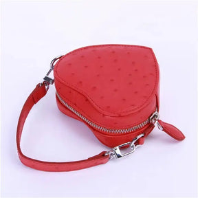 Luxury Red Heart-Shaped Genuine Leather Mini Handbag