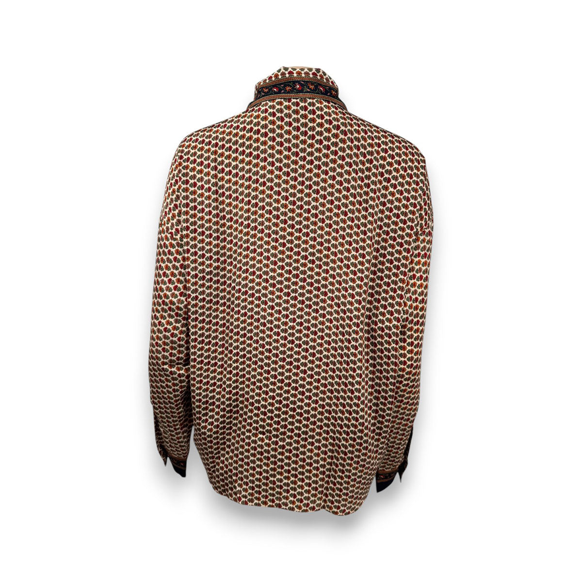 Embossed Botanic Long Sleeve Crepe Shirt - Copper