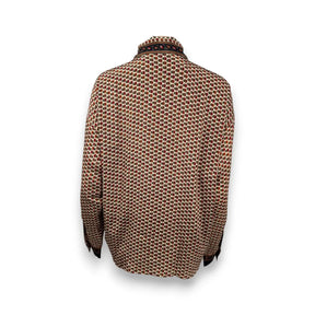 Embossed Botanical Long Sleeve Crepe Shirt