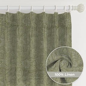 Indian Block Print Thick Linen Pleated Curtain - Manikarnika