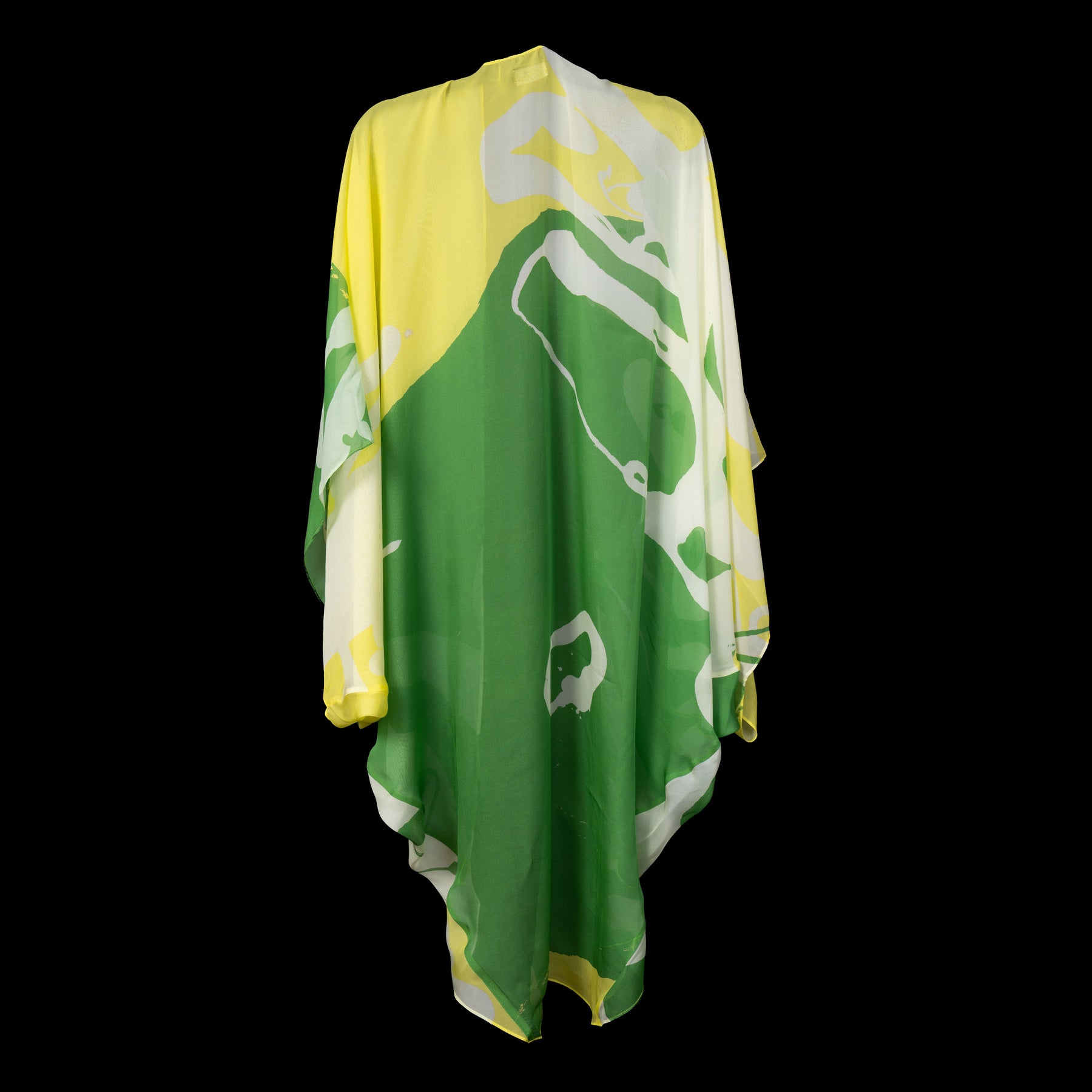 Yellow Green Floral Stems BW Kimono