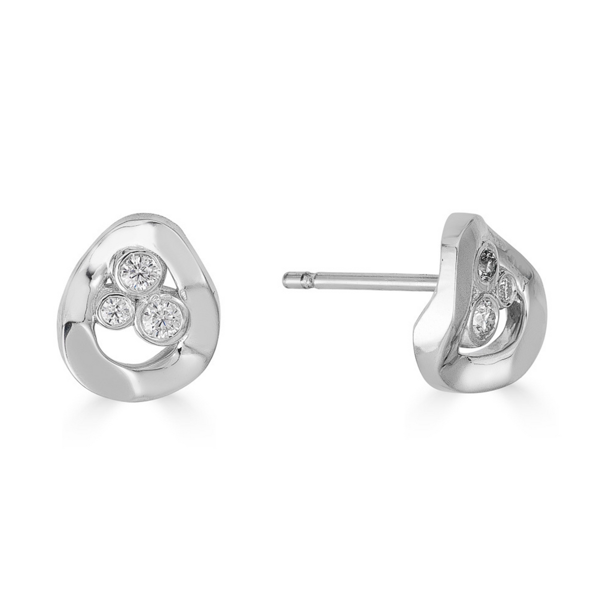 Hiba Studs With Diamonds in Silver