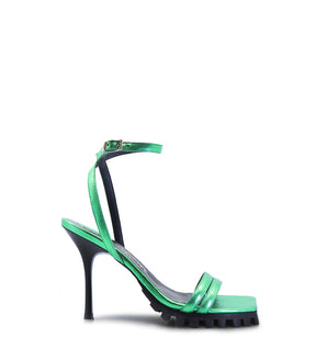 Metallic Green Heels with Eco-Friendly Comfort