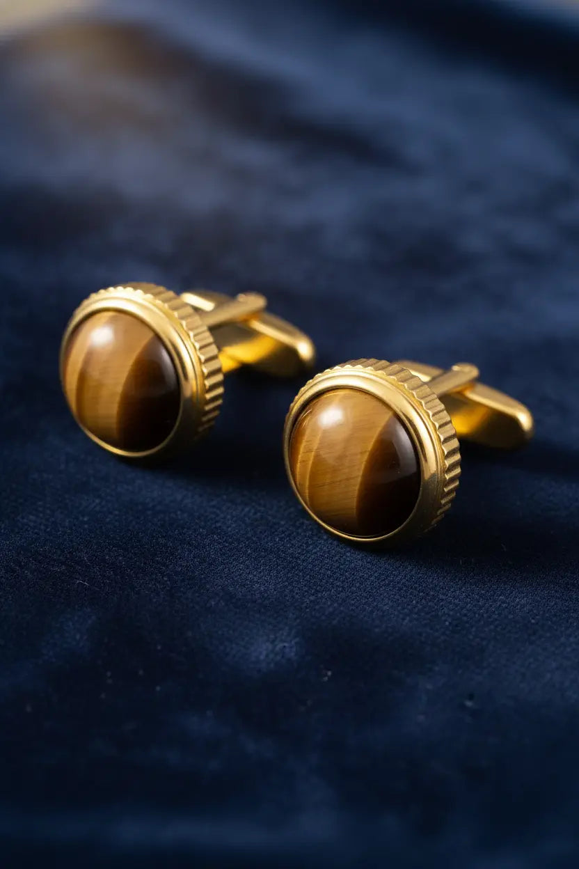 DEJI ENIOLA Atlas Tiger Eye Cufflinks