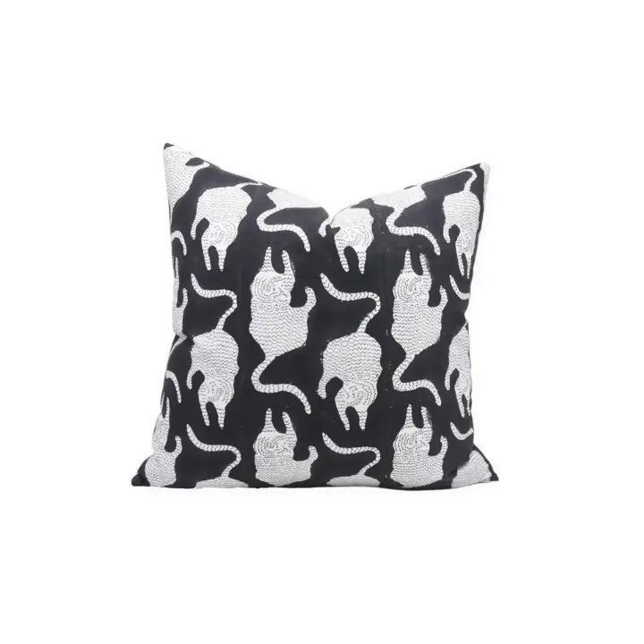 Accent Home Decor Block Printed Thick Cotton White Pillow Cover- Mushak
