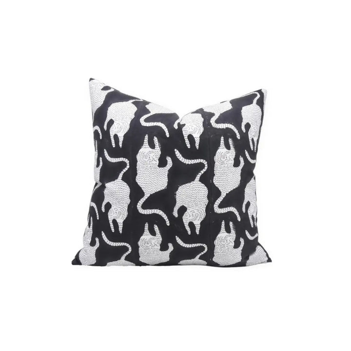 Accent Home Decor Block Printed Thick Cotton White Pillow Cover- Mushak