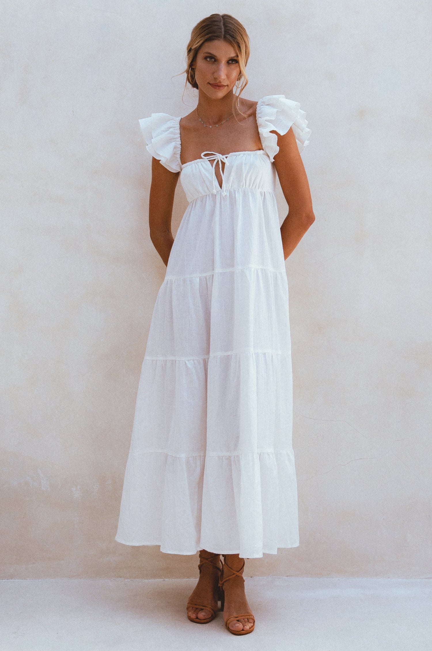 Nymph Bohemian Linen Maxi Dress - White