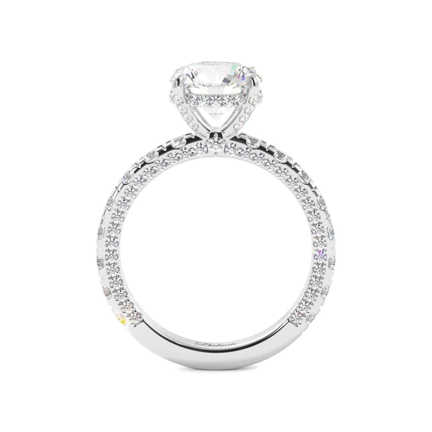 Round Diamond Iced Out Micropave Engagement Ring