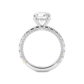 Round Diamond Iced Out Micropave Engagement Ring