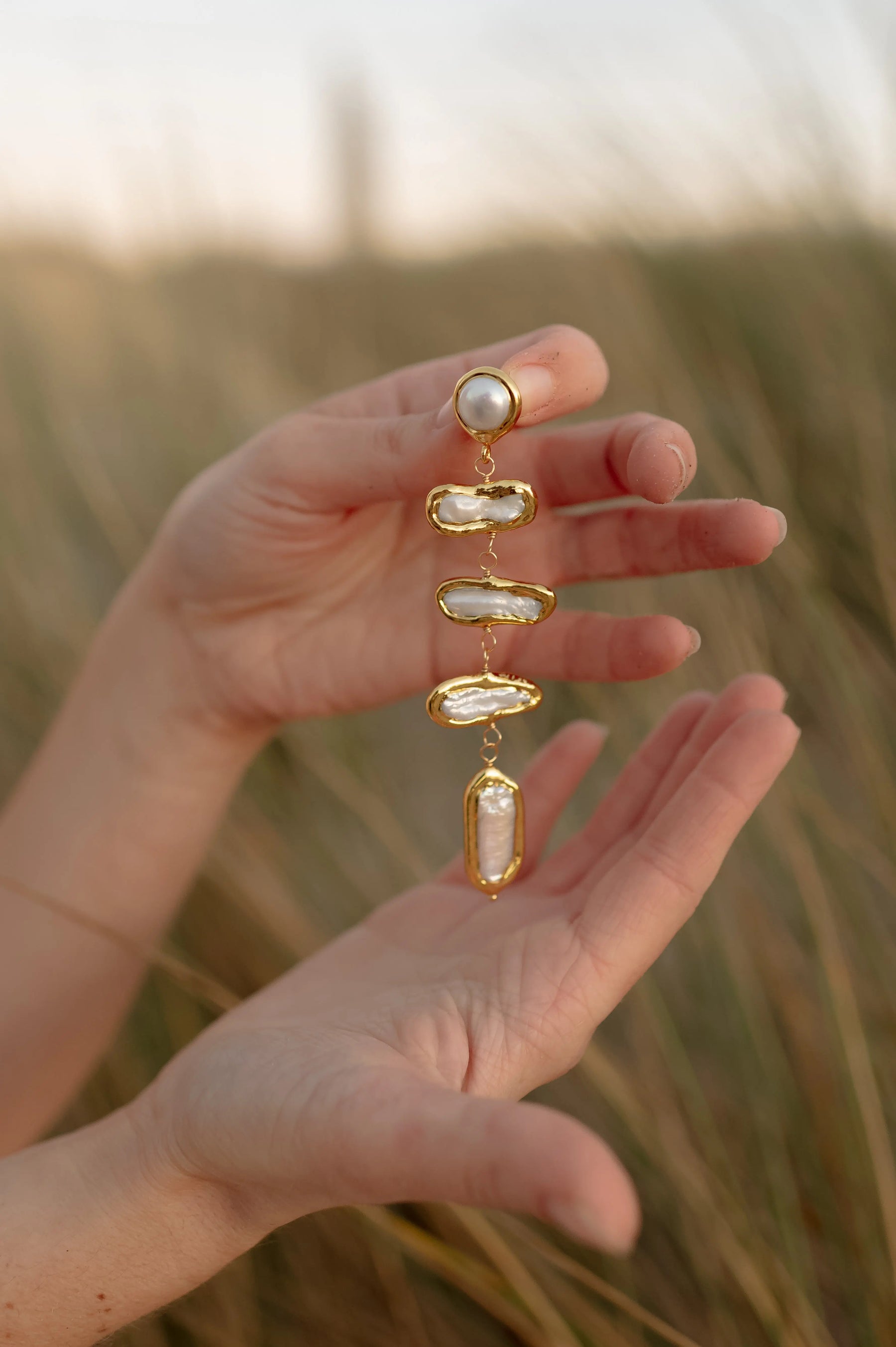 Pearl Bezel Drop Earrings