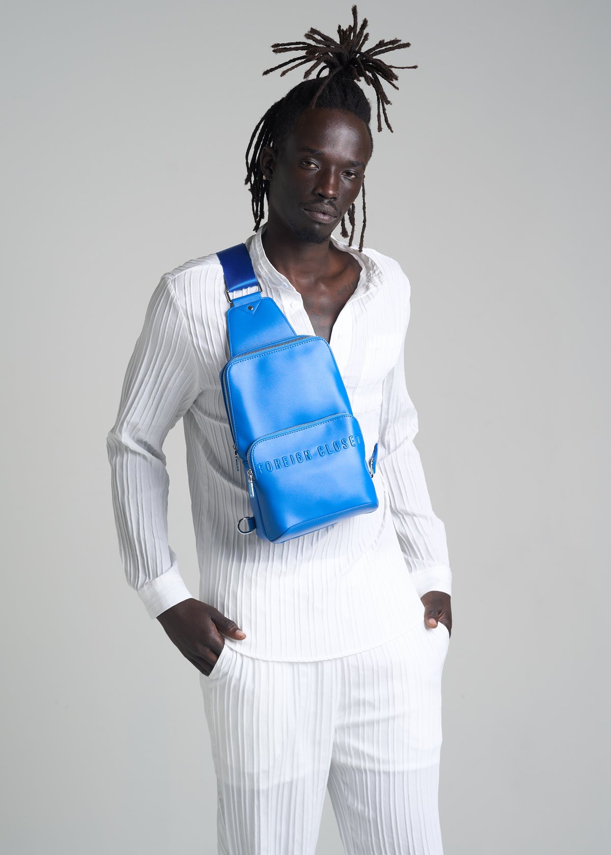 Icon Signature Shoulder Bag - Icy Blue (Orange Lining)