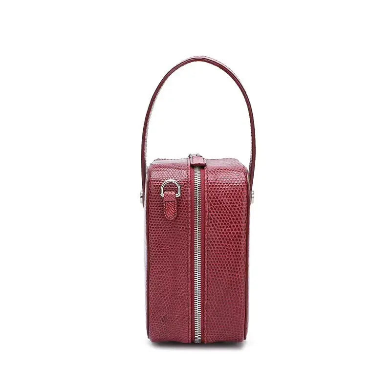 Luxury Embossed Lizard Leather Crossbody Handbag