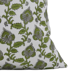 Classic Hand Made Block Print Thick Cotton White Pillow Cover - Madhubala