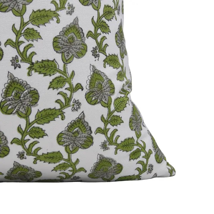 Classic Hand Made Block Print Thick Cotton White Pillow Cover - Madhubala