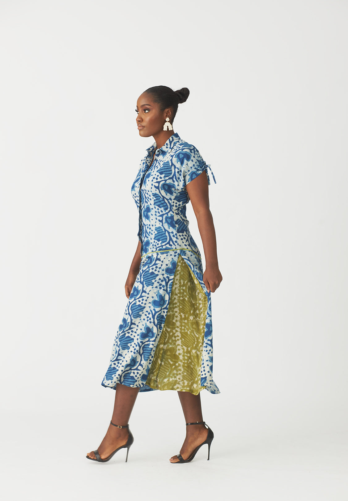 Oriri Abstract Indigo shirt dress