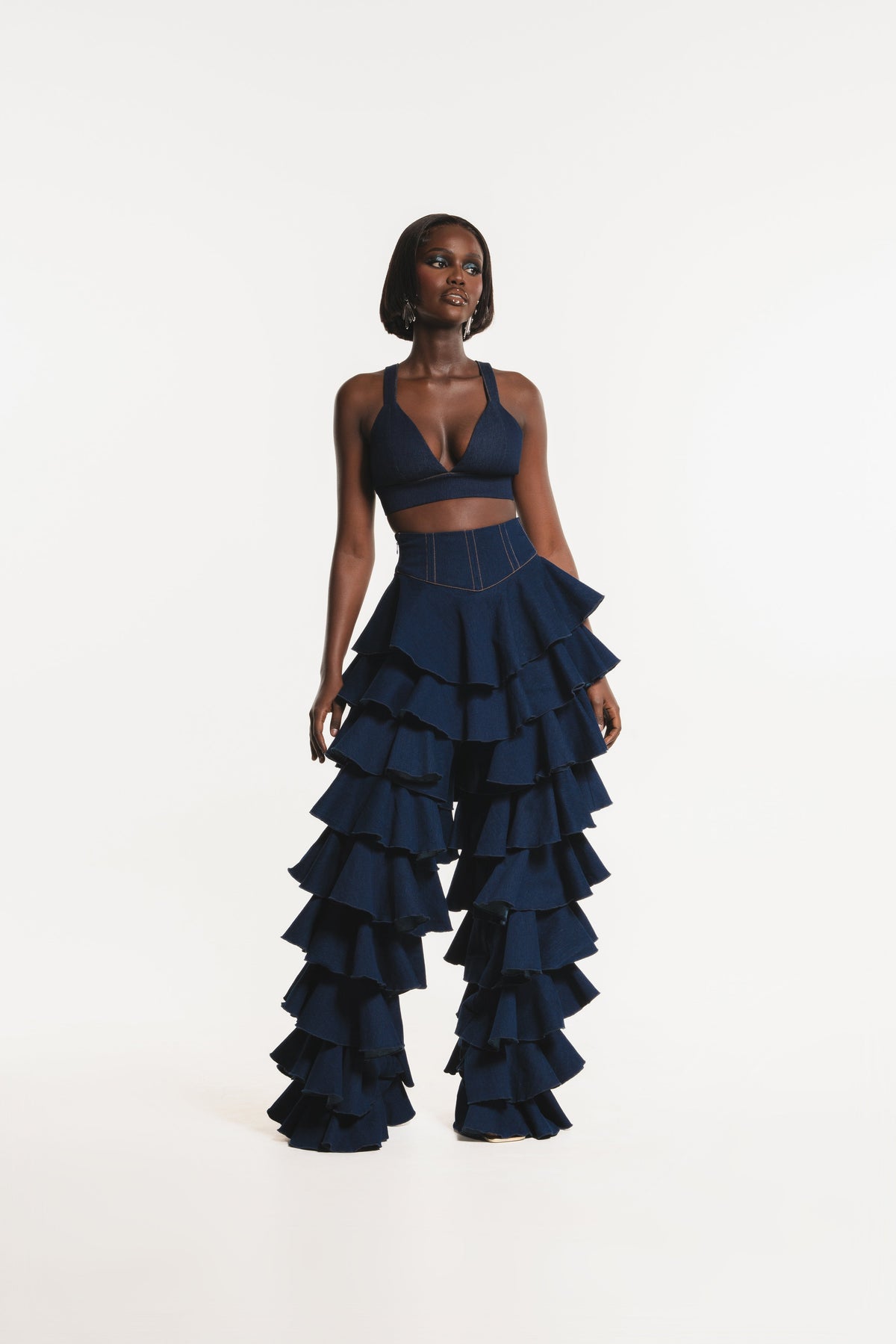 Denim DARIA Ruffle Pants