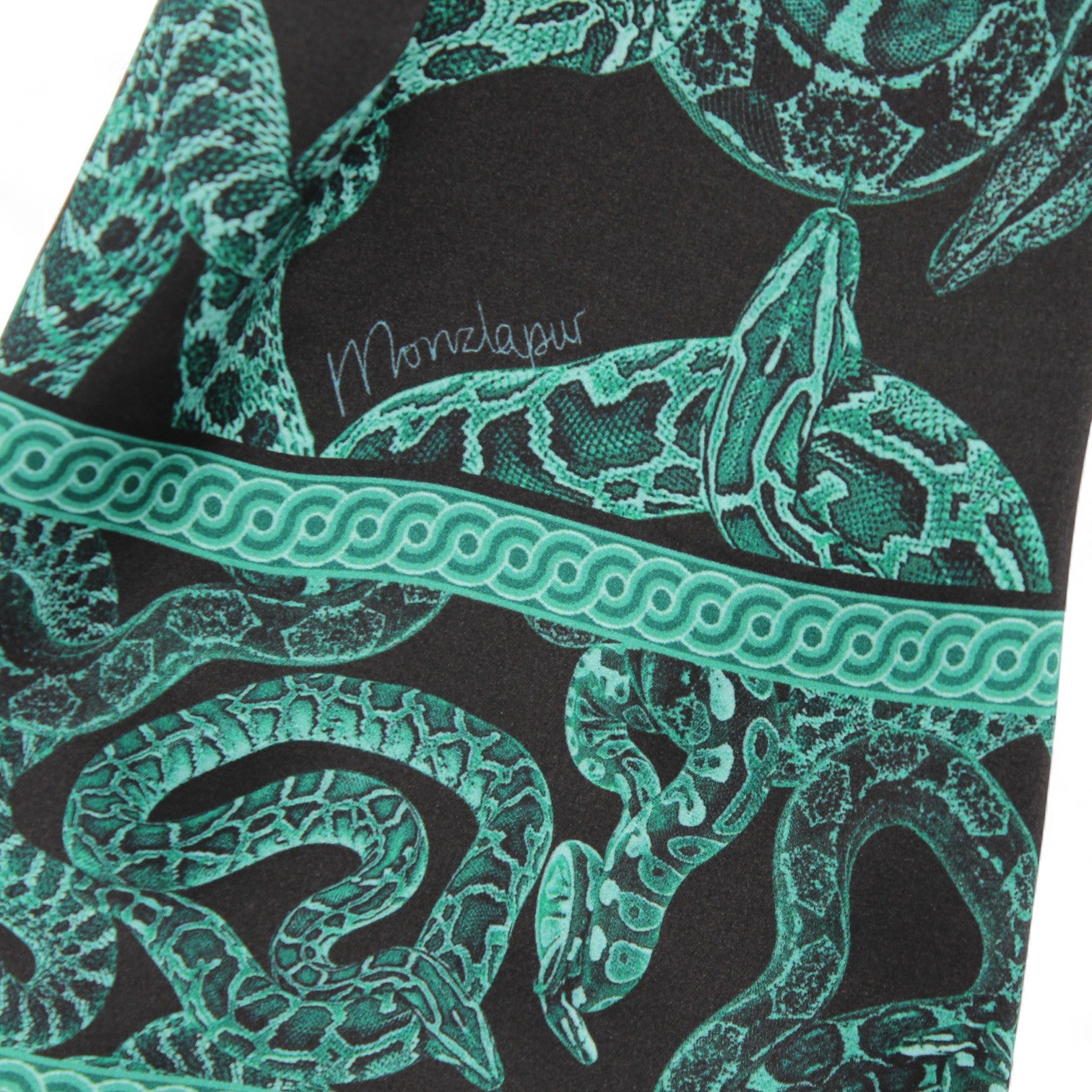 Silk Serpent Noir Scarf - Large