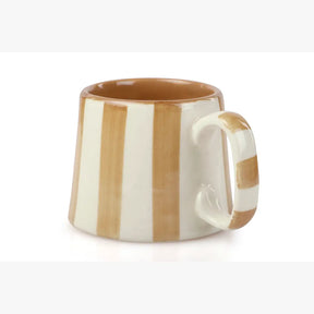 Ceramic Brown Stripe  Coffee cup- 220ml (Set of 2)