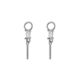 Baguette Pavé Long Charm Silver Earring Accessory