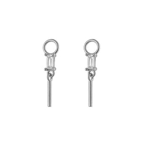 Baguette Pavé Long Charm Silver Earring Accessory